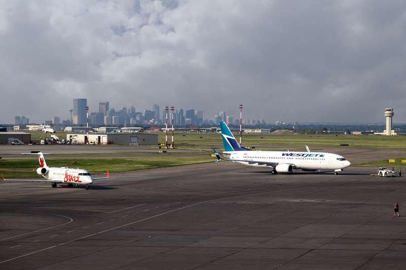 YYC Airport is a hub for Air Canada and Westjet.